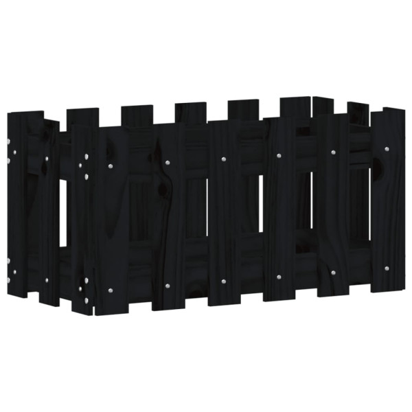 Jardinera diseño de valla madera maciza pino negra 60x30x30 cm M 2