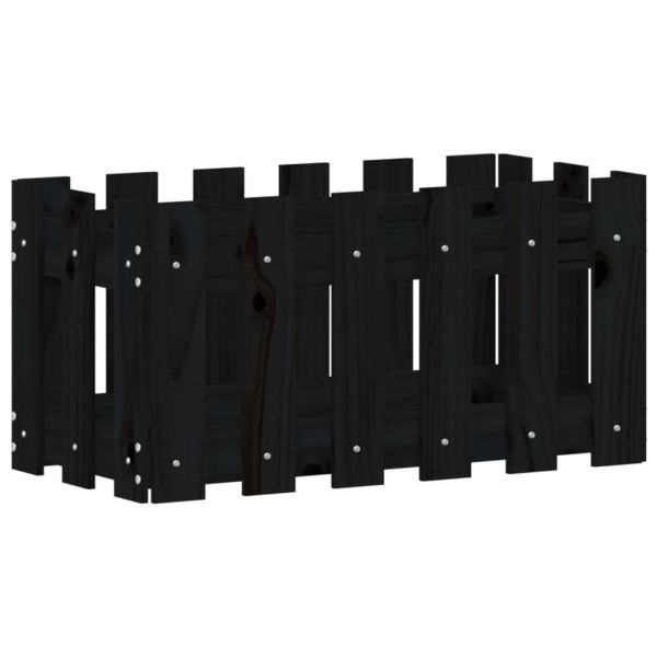 Vaso de jardim c/ design cerca 60x30x30 cm pinho maciço preto M 4