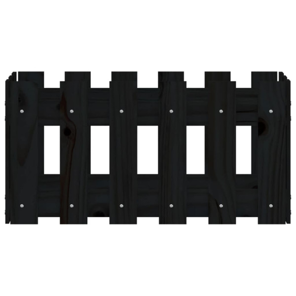 Jardinera diseño de valla madera maciza pino negra 60x30x30 cm M 5