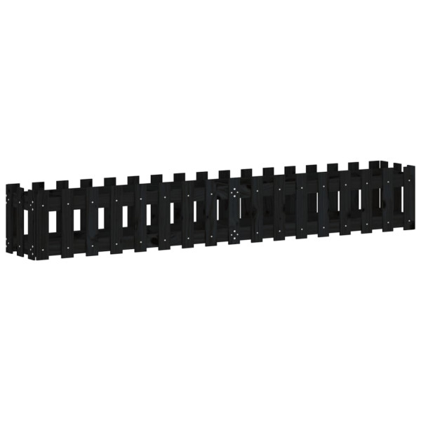 Canteiro elevado c/ design cerca 200x30x30cm pinho maciço preto M 2