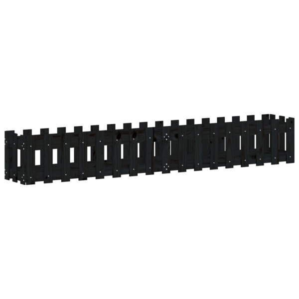 Canteiro elevado c/ design cerca 200x30x30cm pinho maciço preto M 4
