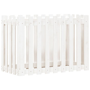 Canteiro elevado design cerca 100x50x70 cm pinho maciço branco H