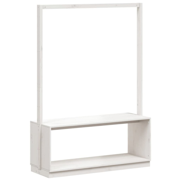 Perchero con zapatero madera maciza pino blanco 113x40x157.5 cm M 2