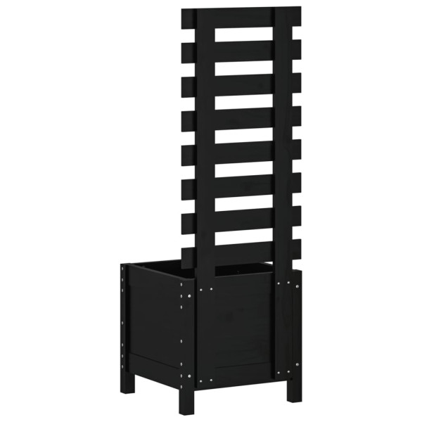 Jardinera con estantería madera maciza pino negro 39x39.5x114cm M 4