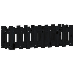 Canteiro elevado c/ design cerca 100x30x30cm pinho maciço preto H