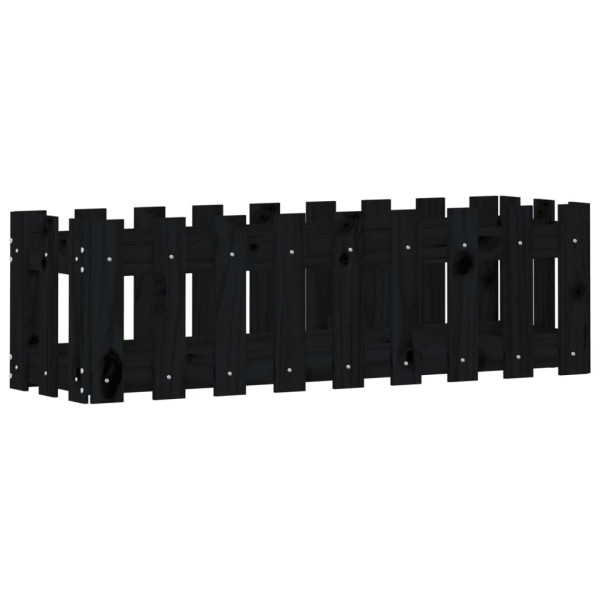 Canteiro elevado c/ design cerca 100x30x30cm pinho maciço preto M 2
