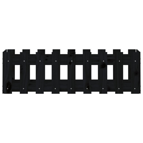 Canteiro elevado c/ design cerca 100x30x30cm pinho maciço preto M 5