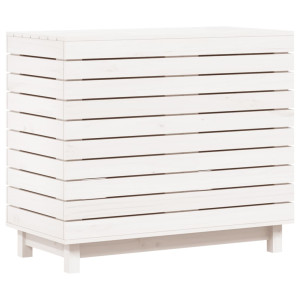 Cesto de roupa suja 88.5x44x76 cm pinho maciço branco H