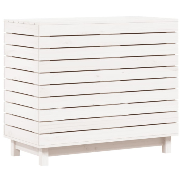 Cesto de roupa suja 88.5x44x76 cm pinho maciço branco M 2