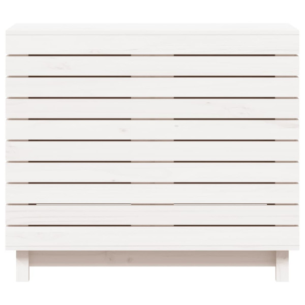 Cesto de roupa suja 88.5x44x76 cm pinho maciço branco M 5