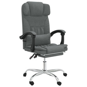 Silla de oficina reclinable con masaje de tela gris oscuro H