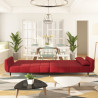 Sofá-cama 2 lugares com duas almofadas veludo vermelho tinto 3