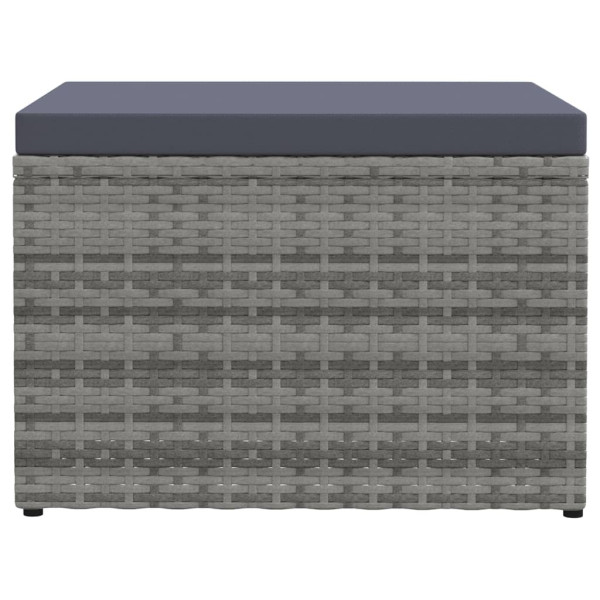 Apoio de pés para jardim com almofadão vime PE cinzento M 3