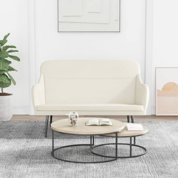 Banco de terciopelo color crema 110x76x80 cm D