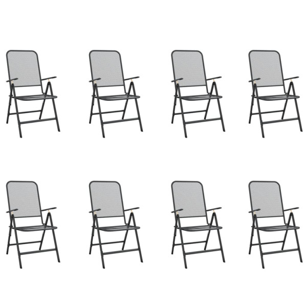 Juego de comedor de jardín 9 pzas malla metálica gris antracita M 3