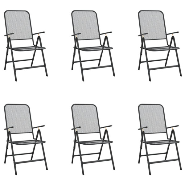 Juego de comedor de jardín 7 pzas malla metálica gris antracita M 3