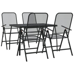 5 pcs conjunto de jantar para jardim rede de metal antracite H