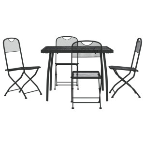 5 pcs conjunto de jantar para jardim rede de metal antracite H