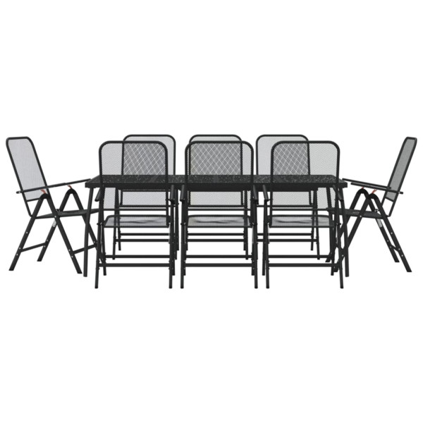 9 pcs conjunto de jantar para jardim rede de metal antracite M 2