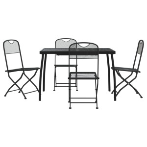 5 pcs conjunto de jantar para jardim rede de metal antracite H