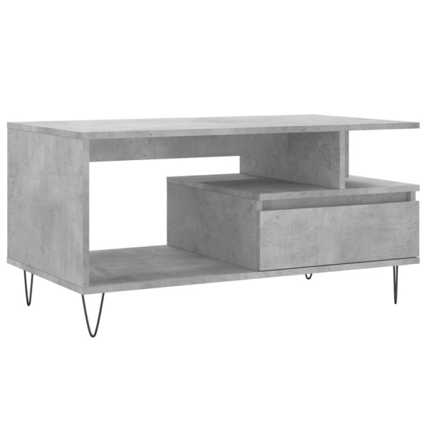 Mesa de centro madera contrachapada gris hormigón 90x49x45 cm M 2