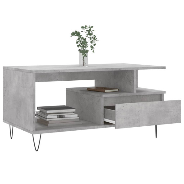 Mesa de centro madera contrachapada gris hormigón 90x49x45 cm M 4
