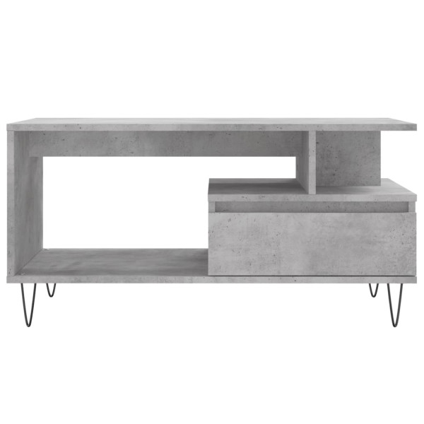Mesa de centro madera contrachapada gris hormigón 90x49x45 cm M 5