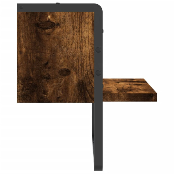 Estantes de pared con barra roble ahumado 30x25x30 cm M 5