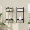 Unidade 2 prateleiras parede com barras 2 pcs 30x25x65 cm preto 1