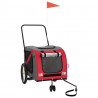 Remolque de bicicleta para perros hierro tela Oxford rojo gris 2