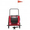 Remolque de bicicleta para perros hierro tela Oxford rojo gris 4
