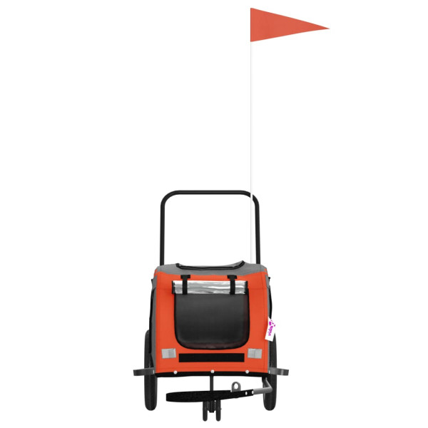 Remolque bicicleta para perros hierro tela Oxford naranja negro M 4