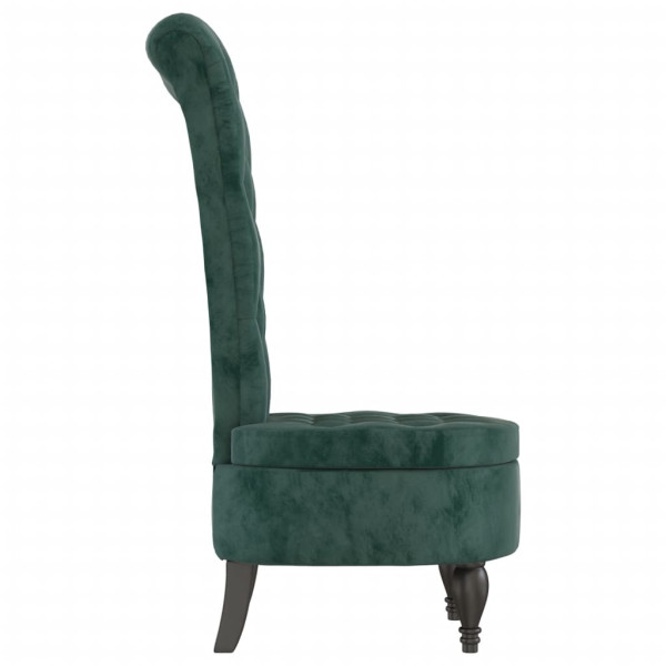 Sillón de respaldo alto con botones terciopelo verde oscuro M 4