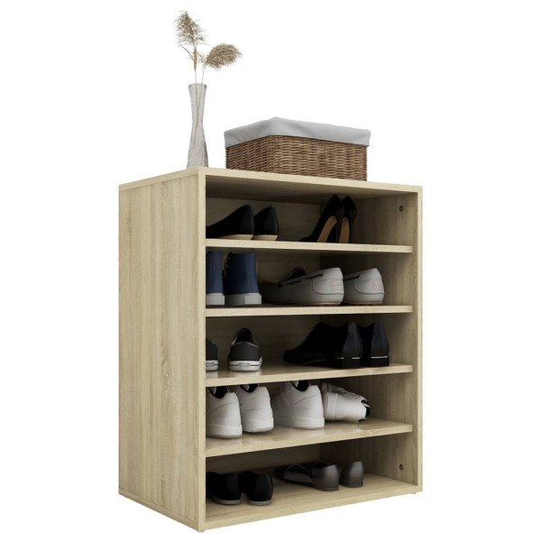 Mueble zapatero de madera contrachapada color roble 60x35x70 cm M 4