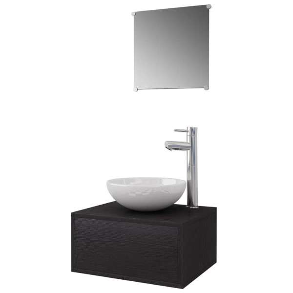 Conjunto de muebles de baño con lavabo y grifo 4 piezas negro M 2