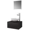 Conjunto de muebles de baño con lavabo y grifo 4 piezas negro 2