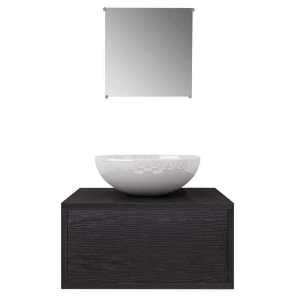 Conjunto de mueble y lavabo 3 piezas negro M 3