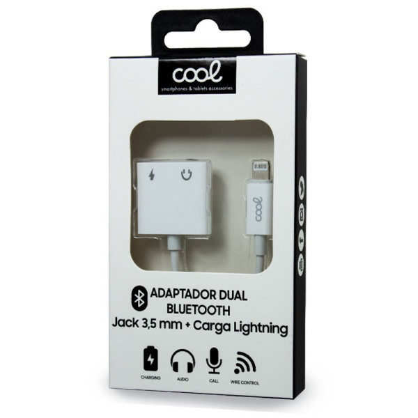 Adaptador Dual Bluetooth Jack 3,5 mm + Carga Lightning COOL M 2
