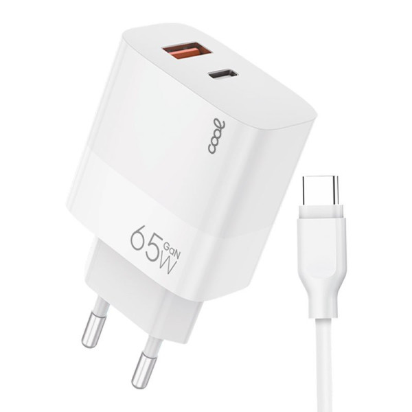 Cargador Red Universal Ultra Fast PD Tipo-C + USB COOL (65W + Cable Tipo-C) GaN Blanco M 4