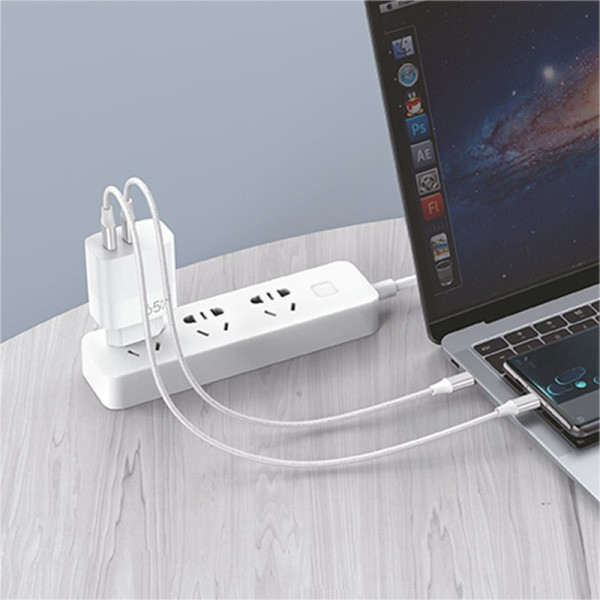 Cargador Red Universal Ultra Fast PD Tipo-C + USB COOL (65W + Cable Tipo-C) GaN Blanco M 6
