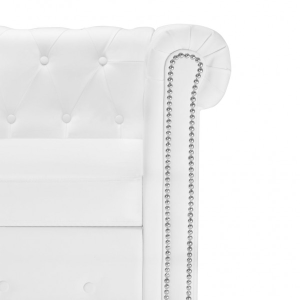 Sofá Chesterfield en forma de L cuero sintético blanco M 5