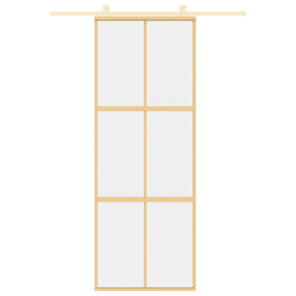 Puerta corredera dorada de vidrio ESG transparente y aluminio M 3