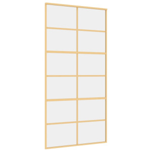 Puerta corredera dorada de vidrio ESG transparente y aluminio H