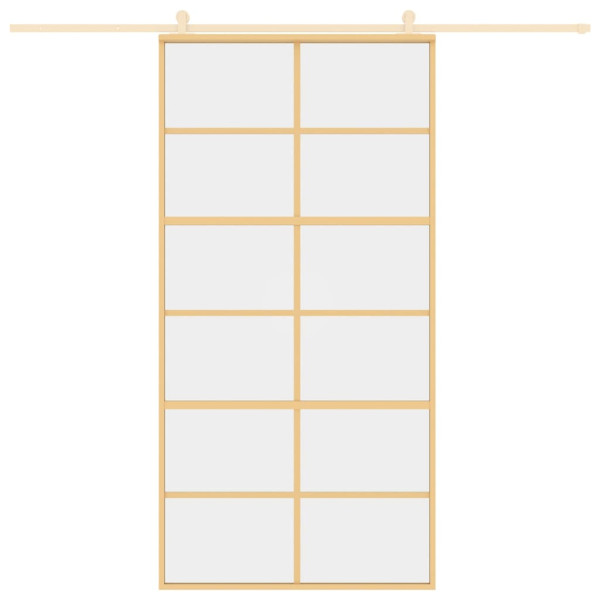 Puerta corredera dorada de vidrio ESG transparente y aluminio M 3