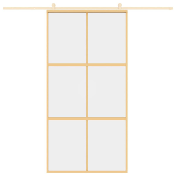 Puerta corredera dorada de vidrio ESG transparente y aluminio M 3