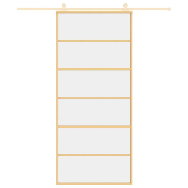 Puerta corredera dorada de vidrio ESG transparente y aluminio M 3