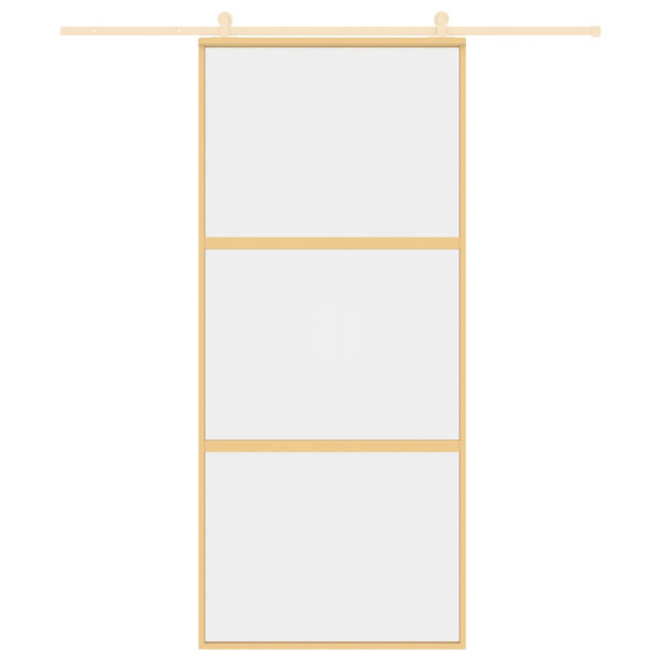 Puerta corredera dorada de vidrio ESG transparente y aluminio M 3