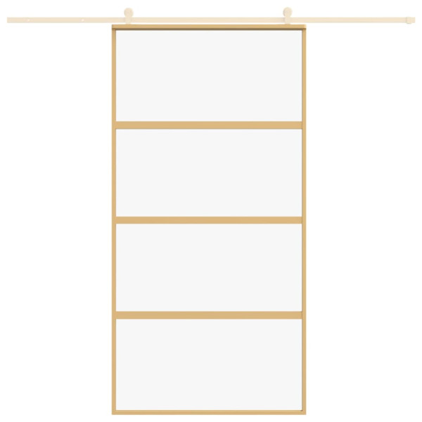 Puerta corredera dorada de vidrio ESG transparente y aluminio M 3