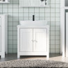 Mueble de lavabo baño BERG madera maciza pino blanco 60x34x59cm 1