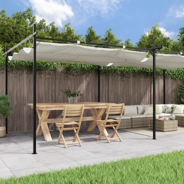 Pérgola con cubierta retráctil color crema 589x292x230 cm D